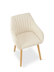 Goeurvant Modern Vertical-Stripe Upholstered Dining Chairs With Armrests And Solid Wood Legs For Dining Room, Kitchen, Living Room - Set Of 2 / Set Of 4 / Set Of 6 - Milky White - View 2