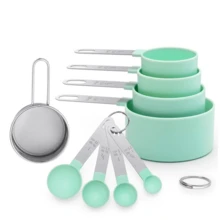 9pcs/Set Measuring Cups, Spoons And Mini Powdered Sugar Sifter Set, Stainless Steel Handle Multifunctional Plastic Measuring Spoons, Cups, Graduated Measuring Spoons Set, Cooking And Baking Tools For Bread, Cake, Desserts, Dusting Powdered Sugar, Matcha Cocoa Powder Sifter, Apartment Essentials, Back To School Supplies, Measuring Tools - Multicolor - View 2