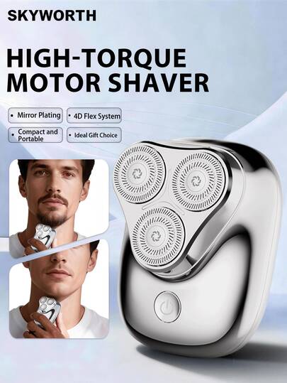 500mAh 容量电动剃须刀，IPX7 级防水，干湿两用，全身可水洗，3 片不锈钢刀片，一键启动，高科技银色，适合淋浴时使用，减少皮肤刺激，是旅行、露营、健身房、办公室、浴室、卧室等场所的理想之选。