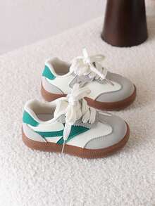 1 Pair Kids Canvas Sneakers, New Boys Girls Soft Sole Non-Slip Casual Shoes - Green - View 5