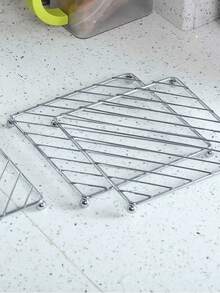 1pc Square Heat Resistant Kitchen Table Mat, Thick Stainless Steel Pot Holder, Multifunctional Steam Rack, Anti-Scald Bowl & Dish Rack - Multicolor - View 3