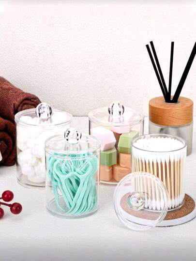 Hộp đựng tăm bông 4/2/1 cái, hộp đựng bông tẩy trang, tăm xỉa răng, hộp đựng que vệ sinh phòng tắm, hộp đựng đồ trang điểm, lọ nhựa trong suốt có nắp đậy.