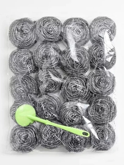 20片装不锈钢百洁布，金属百洁布，适用于清洁餐具、碗碟、锅具、炉灶、抽油烟机、水槽、浴室等，清洁用品