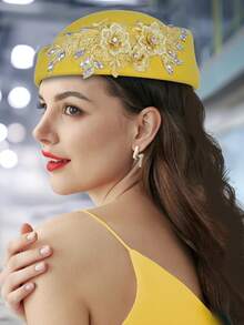 1顶复古欧美风仿羊毛时尚空姐帽，女士毛毡贝雷帽，带贴花，空姐帽 - 彩色 - 查看 18