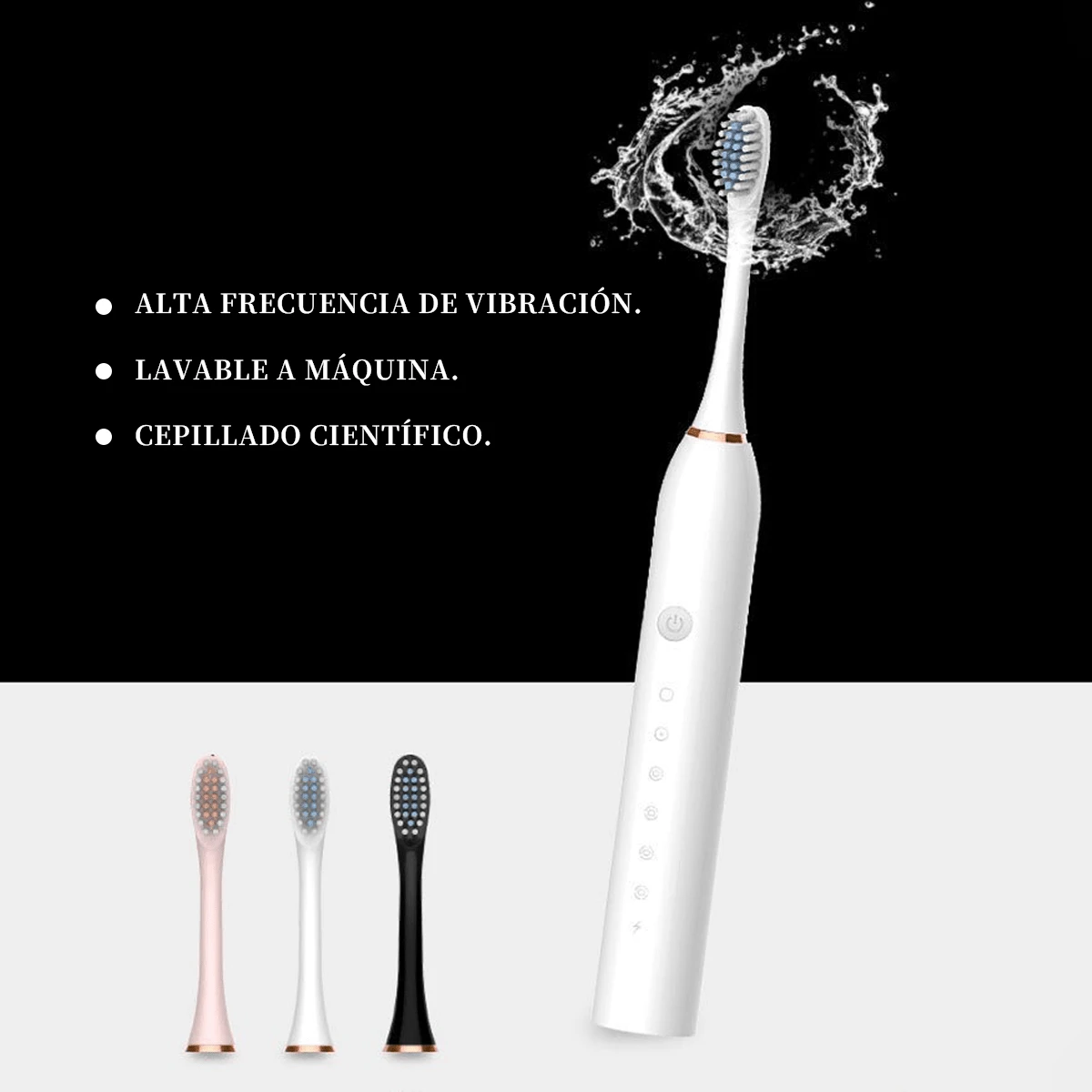 Cepillo de dientes eléctrico, limpieza profunda + vibración suave, disponible en tres colores, resistente al agua + lavable a máquina + fácil de limpiar. Resuelve los problemas de limpieza inadecuada e higiene bucal. Una herramienta práctica para el cuidado personal, adecuada para el uso diario y los viajes. - Blanco - Ver 1