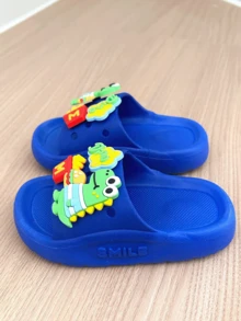 Dép đi trong nhà cho bé trai mới năm 2025, 1-5 tuổi, hình khủng long hoạt hình dễ thương, đế mềm, thích hợp cho bé mang hàng ngày, dép khủng long siêu đáng yêu. - Màu xanh lam - Xem 4