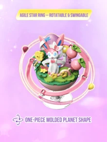 Wonderful Bricks Cute Creature Family Series Building Block Figurine, Leafy Green Creature With Elegant Tail, Planet Themed 3D Landscape Display Model, DIY Assembly Brick Set, Collectible Desk Decoration, Stress Relief 非 - 葉伊布 - 查看 9