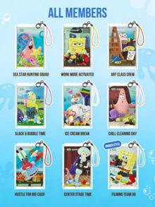 A Day In Bikini Bottom Pendant Blind Box Building Block Assembly Toy Accented With Transparent Acrylic Pendant Case With Strap Mini Figure Elements Net Scoop Sea Star Painting Easel Bubble Blower Mop Bucket Money Bag Guitar Microphone Decorations, Compact Size Portable Design, Crafted For Comfortable Touch Vivid Colors Exuding Childlike Fun And Cute Charm, Perfect For Collection Display Desk Decor Bikini Bottom Theme Party Decoration, Ideal For Fans Collectors Building Block Enthusiasts Kids Teens Adults, Lovely Gift For Friends Lover - Multicolor - View 3