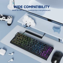 ATTACK SHARK C01 超长螺旋 USB-C 转 A 机械键盘连接线，RGB 灯效插头，双层编织游戏线，带可拆卸金属航空插头，适用于主流游戏主机、键盘和鼠标 - 彩色 - 查看 9