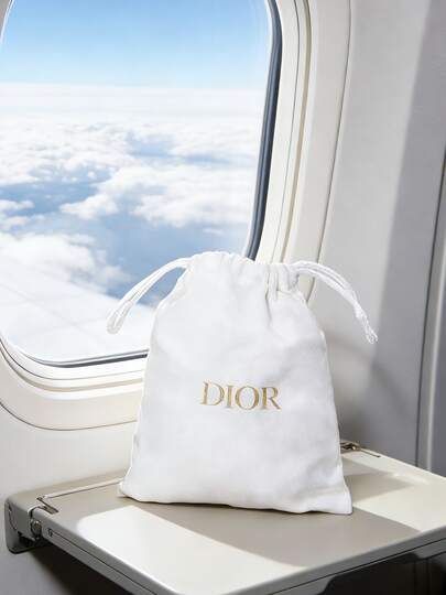 Christian Dior 材质，化妆包，抽绳帆布收纳袋，便携式化妆包，米色