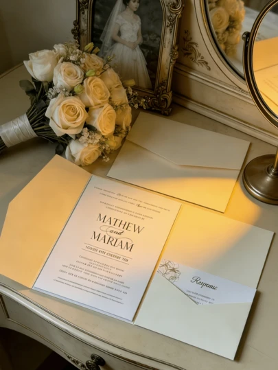 20/25 pièces Enveloppes d'invitation de mariage de style portefeuille pliable en trois, design minimaliste convenant pour les fiançailles, le mariage, le 15e anniversaire, le baptême, etc. À utiliser pour les invitations DIY, taille 5*7 pouces, plusieurs couleurs disponibles, enveloppes uniquement sans cartes ni timbres