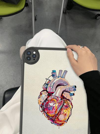 1个赛博朋克风格心形插画防震平板电脑保护套，内置360度加厚防摔保护，适用于第十代10.9英寸平板电脑，便携式皮革10.2英寸平板电脑保护套