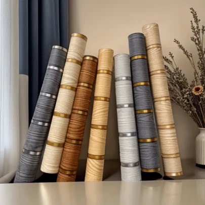 1 Roll Gray Wood Grain Self-Adhesive Wallpaper, PVC Peel And Stick Wallpaper, Thick Waterproof Easy To Apply And Remove, Suitable For Bedroom, Living Room, Ceiling, Countertop, Cabinet, Furniture And Home Renovation, Easy To Cut And Install