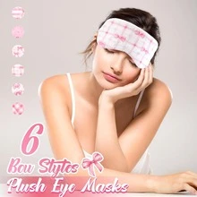 6pcs/3pcs/1pc Soft Sleep Eye Mask, Plush Plush Eye Mask, Comfortable Sleep Mask For Travel, Nap, Party, Women, Random Pattern - Mesh Bow - View 2