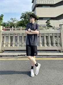 Nike Dri-Fit PARK III 速乾舒適百搭繫帶五分褲運動短褲 男款 黑 - 黑色 - 查看 7