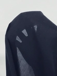 女士休闲V领不对称衬衫，女士宽松褶裥腰部衬衫，女士宽松灯笼袖长袖衬衫（春季款） - 藏蓝色 - 查看 5