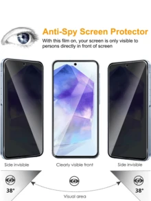 5Pcs High-Definition Privacy Privacy Tempered Glass Screen Protector, Compatible With And A37, 9H High-Definition Tempered Glass, Scratch And Drop Resistant, Waterproof And Oil Resistant, Suitable As A Holiday/Christmas/Birthday Gift. - Multicolor - View 2