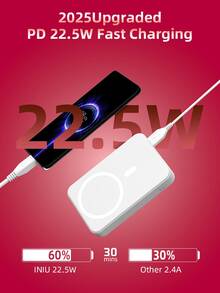 XBJ 2025 New Improved Magnetic Wireless Power Bank, Portable Mini Power Bank For Charging Mobile Phones, 3-In-1 Charger With 5000 MAh, Suitable For Travel And Outdoor Gaming, Ensures That Phone Power Remains Sufficient Throughout The Day, The Perfect Gift Choice For The Holidays. - 2026磁吸無線行動電源 - 查看 3
