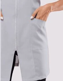 Women's Short Sleeve Fitted Coat With Zipper Isi - Light Grey - View 3
