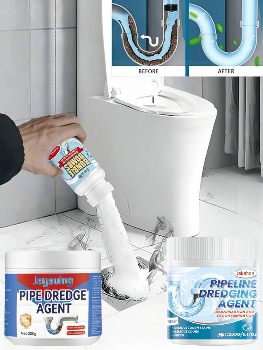JAYSUING 100g/200g/260g Drain Cleaner, Suitable For Kitchen, Bathroom, Drain Pipe & Sewer Clogged Cleaning, Quickly Dissolves All Types Of Blockages And Restores Smooth Drainage