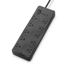 14 en 1 USB Multicontacto, Regleta de 1,2 m, Regleta Enchufe de Energía con Tomacorriente 10 AC y 3 USB + 1 Type-C Pared Adaptador Clavija , Regleta para el hogar, oficina, dormitorio - Tipo de Enchufe B USA (110-127V) - Ver 6