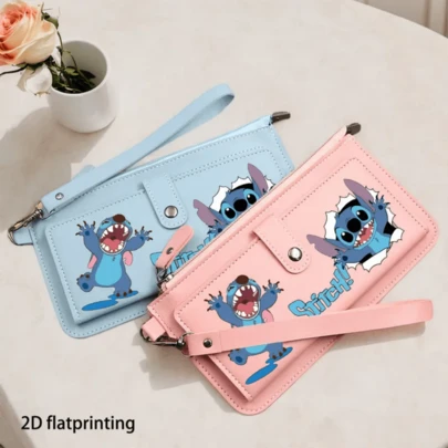  1pc Disney Summer New Stitch Wristlet Long Wallet, Women's Credit Card Holder Coin Pouch, Unique Daily Travel Portable Gift For Birthday, Friends, Family, Lovers | 2D Flat Printing, Stitch Enthusiasts Must-Have Collection