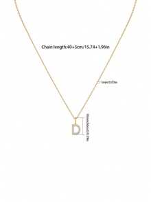 925纯银A-Z字母项链，14K镀金项链，适合作为送给女性、朋友或情人节的礼物 - 金黃色 - 查看 7