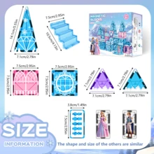 Bộ đồ chơi khối xây dựng từ tính Winter Castle, Lâu đài với 2 tượng nam châm và cầu thang, Cửa sổ, Đồ chơi xây dựng gạch nam châm STEM cho trẻ em, Đồ chơi nam châm cảm giác, Quà tặng sinh nhật/Giáng sinh/Lễ tạ ơn cho bé gái và bé trai từ 3 tuổi trở lên - Nhiều màu - Xem 4