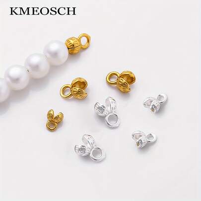 KMEOSCH 10pcs 18K Gold Plated Clam Shell Crimp End Beads, DIY Jewelry Making Supplies, Chain Connector Tips For Bracelets, Findings Bead Accessories