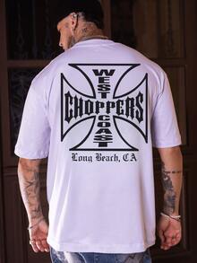 Street Style Oversized T-Shirt, 100% Cotton, Choppers - trắng - Xem 1