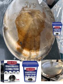 JUE FISH 100g Stainless Steel Cleaning Paste - Removes Stains, Rust, Polishes And Degreases Stainless Steel Pots, Pans, Stovetops, Hoods, Rust Remover, Multi-Purpose Kitchen Cleaning Powder, Suitable For Pots, Pans And Surfaces, Stainless Steel Cleaning Paste - Pot Cleaning Agent; Stainless Steel Cookware Cleaner; Stove Cleaner; Cleaning Supplies; Iron Cleaner; Kitchen Supplies; Kitchen; Cleaning; Kitchen Utensils, Pots, Stoves - Multicolor - View 11
