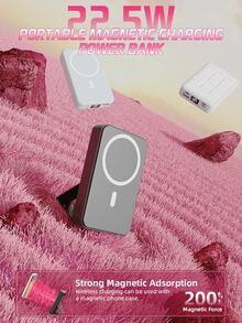 XBJ 2025 New Improved Magnetic Wireless Power Bank, Portable Mini Power Bank For Charging Mobile Phones, 3-In-1 Charger With 5000 MAh, Suitable For Travel And Outdoor Gaming, Ensures That Phone Power Remains Sufficient Throughout The Day, The Perfect Gift Choice For The Holidays. - 2026磁吸無線行動電源 - 查看 10