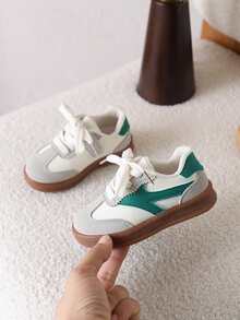 1 Pair Kids Canvas Sneakers, New Boys Girls Soft Sole Non-Slip Casual Shoes - Green - View 4