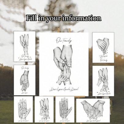 1 pieza Impresión de póster personalizado minimalista, Pintura en lienzo con nombre de mano de bebé, Arte de pared en lienzo colgante, Sin marco, Sala de estar, Dormitorio, Materiales de decoración del hogar interior, Regalos del Día de San Valentín, Lienzo ideal de regalo de primavera, Sin marco