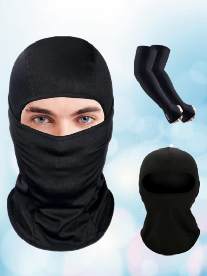 1/2/3pcs Wind-Resistant Face , Breathable Quick-Dry Ski/Motorcycle Helmet Liner, Balaclava, Ice Silk Arm Sleeves. Suitable For School, Mother's Day, Youth Day, Valentine's Day, Outdoor Activities.