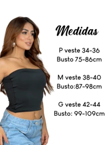 Kit Of 3 Women's Tube Tops: Cropped Tube Top, Strapless, Lined With Double Layer, Fitted Waist, Blogger Style. - 黑/白/黃 - 查看 6