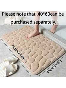 3pcs Pebble Bathroom Toilet Anti-Slip Anti-Moisture Mat Set - 1pc U-Shaped Mat 40*50cm, 40*60cm, 50*80cm, 50*120cm Multi-Size Bathroom Kitchen Decor - Camel - View 14
