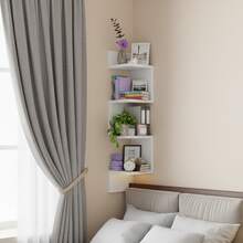 Prateleira De Canto Livros Nicho Mdf Branco Decoração Branca Preta - Branco - Visão 4