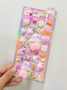 Soft Bottom Stickers, Pinching Stickers, Rabbit Bear Foam Stickers, Sponge Stickers, Decorative Stickers Can Be Used To Decorate Stationery, Diy Phone Cases, Notebooks, And Stationery(Random Style) - Multicolor - View 4