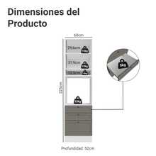Mueble Para Horno Y Microondas Madesa Vik 60cm 3 Cajones BG - Blanco y Gris - Ver 2