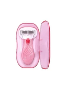 Gilete Rosa Para Mulheres Ideal para Viajem Com Caixinha Para Guardar Remove os Pelos Suavemente - Padrão - Visão 1