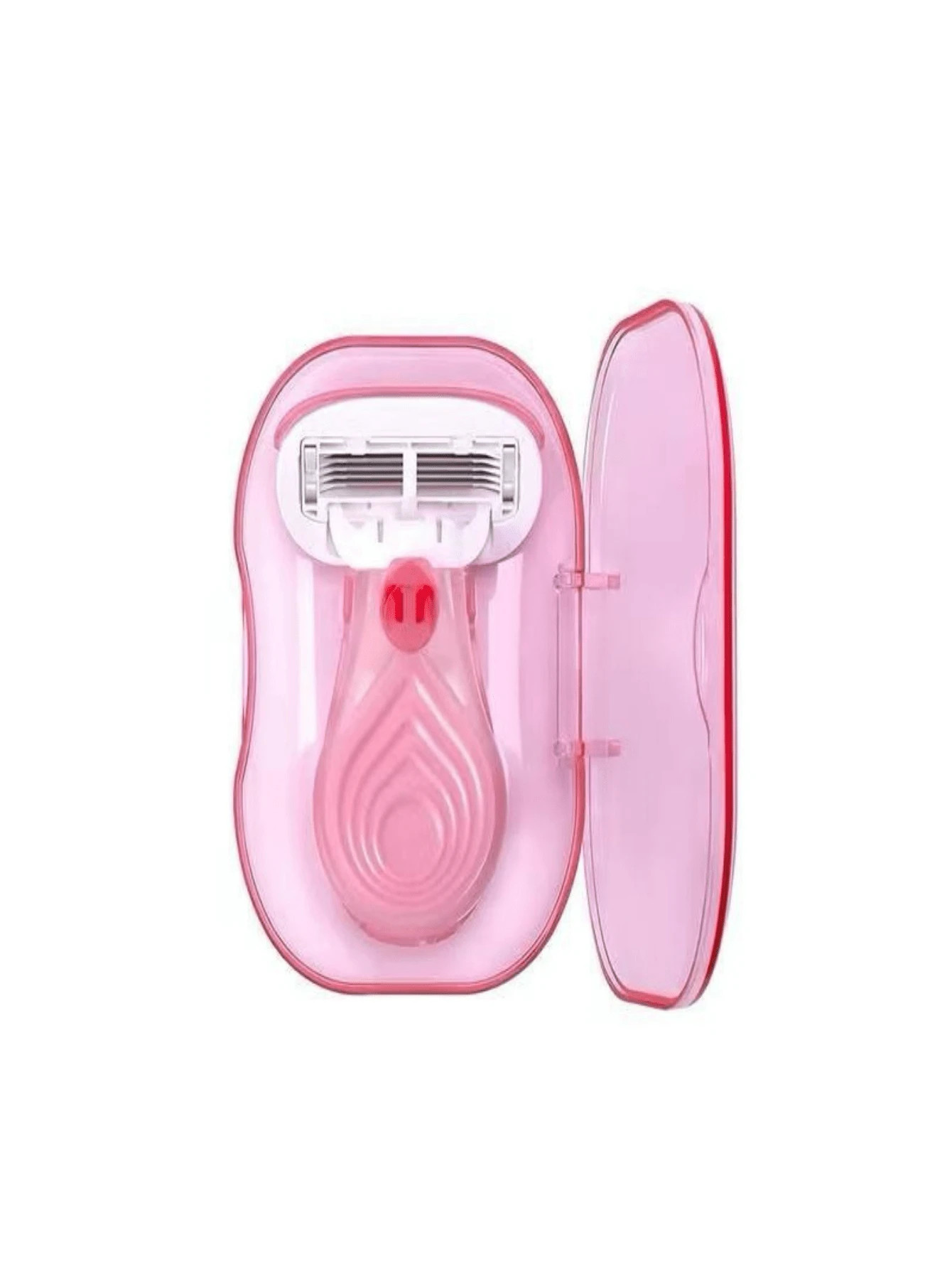 Gilete Rosa Para Mulheres Ideal para Viajem Com Caixinha Para Guardar Remove os Pelos Suavemente - Padrão - Visão 1