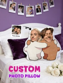 Personalized Face Pillow, Purple Dress, Custom Throw Pillow, Unique And Fun. Suitable For Father's Day, Mother's Day, Halloween, Christmas, Christmas Eve, Valentine's Day, Birthday, Personalized Anniversary, Soldier's Day, Thanksgiving, Easter, April Fool's Day, Carnival, Holidays And National Day. - Upload Pictures to Customize Pillows - View 14