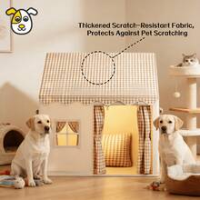 Removable, Durable & Warm Fabric Pet Dog/Cat Bed House, Suitable For Indoor & Outdoor Use, Semi-Enclosed Cat Nest, Suitable For Autumn/Winter, Washable Soft & Comfortable Small/Medium/Large Pet Sofa Bed, Birthday/Christmas Gift - Khaki - View 2