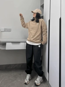 Nike Swoosh 透氣圓領套頭長袖衛衣 男款 卡其色 - 卡其色 - 查看 6