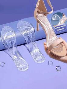 QKC 1 Pair Silicone High Heel Insoles, Provide Cushioning For Women's High Heel Shoes To Prevent Foot Sliding - Clear - View 3