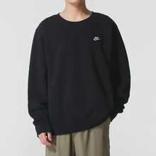 Nike Swoosh Logo 刺繡純色保暖內裡連帽運動衫，男款，黑色 - 黑色 - 查看 3