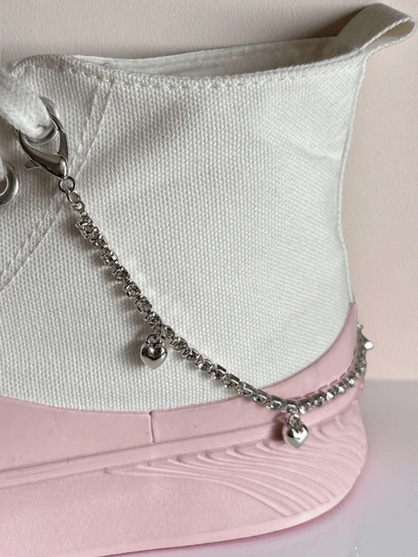 1 pieza Cadena de zapato con colgante de estrella de cristal brillante, accesorio de zapato versátil y de moda - Plateado - Ver 1