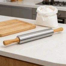 1pc Stainless Steel Rolling Pin - Heavy Duty Classic Pasta Dough Roller For Pasta, Pizza, Cookies And Pastries - Silver - View 12