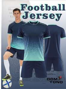 ODMYONO Adult Football Training & Match Jersey Set, Multicolor Top And Shorts, Professional Football Gear - Navy Blue - View 7